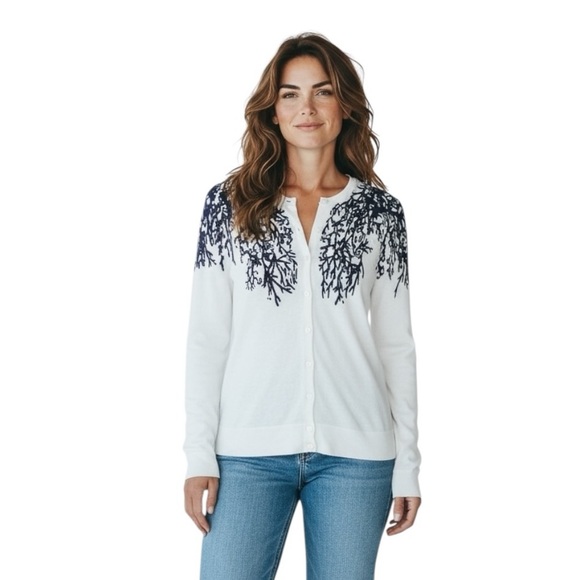 Lilly Pulitzer Sweaters - Lilly Pulitzer Coral Print Lightweight Button Front Cardigan Sweater Beach